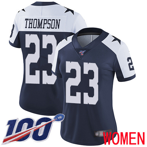 Women Dallas Cowboys Limited Navy Blue Darian Thompson Alternate 23 100th Season Vapor Untouchable Throwback NFL Jersey